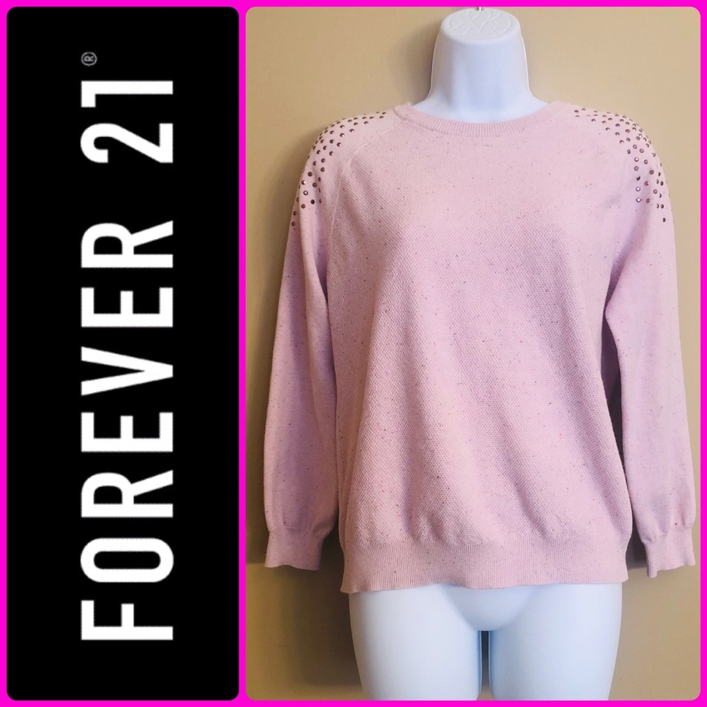 💕Pink💕Forever 21  Studded Shoulder Sweater Shirt